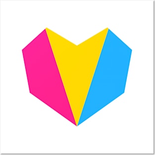 Pansexual Flag Geometric Heart Posters and Art